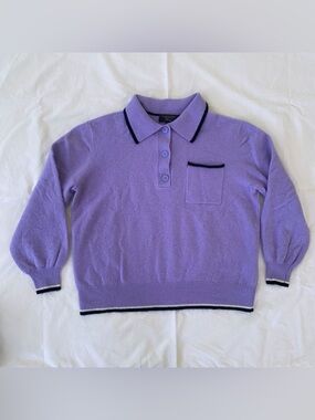 Charter Club 100% Cashmere Polo Sweater Purple size L Classic Pullover